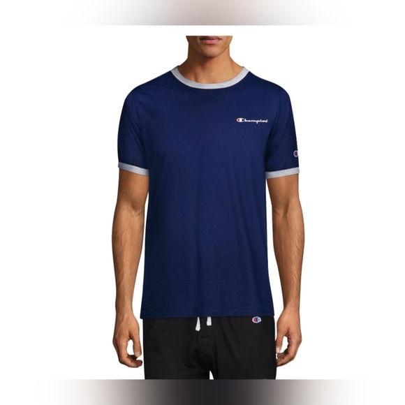 Championโ Blue Short Sleeve Tee with Crew Neck and Sporty Style Sleep Shirt. XL. - Picture 1 of 6